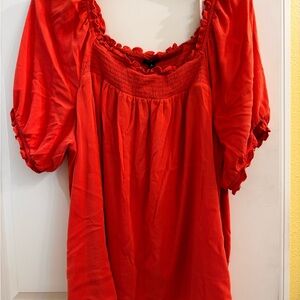 Torrid Vibrant Orange Blouse with Ruffle Trim